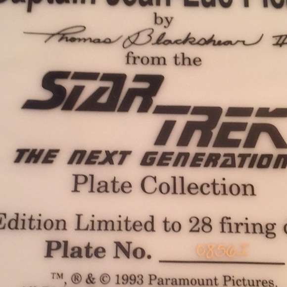 VINTAGE Captain Jean-Luc Picard Star Trek The Next Generation Collectible Plate - Picture 4 of 10